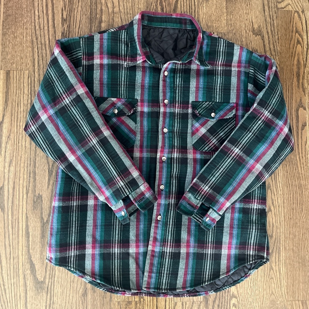 Deerskin Vintage Nylon Quilt Lined (Reversible) Green / Pink